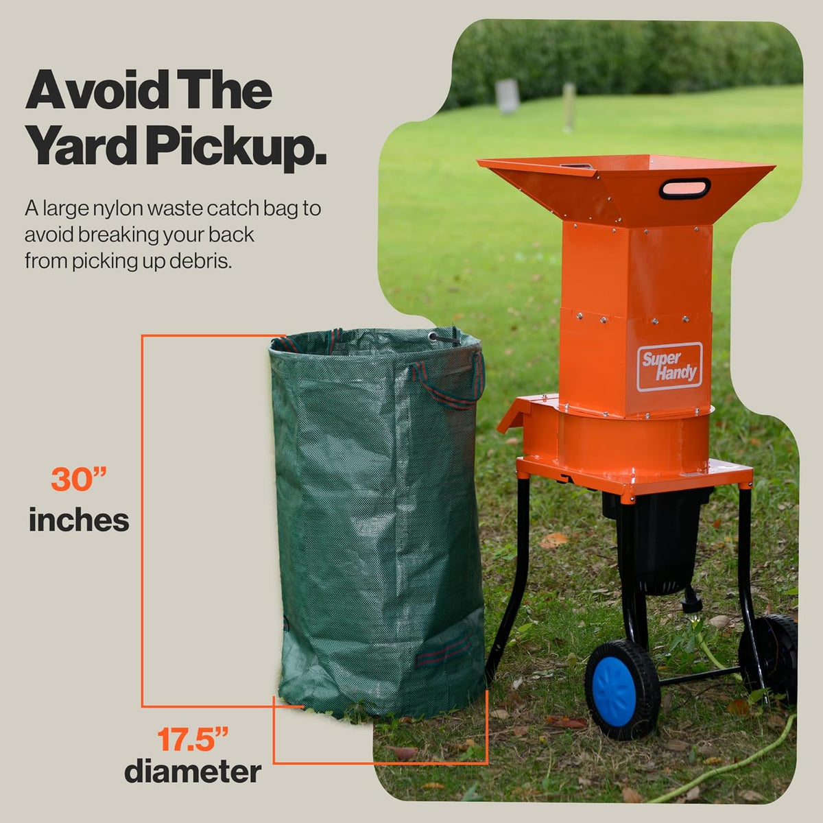 Electric Leaf Mulcher Shredder, 120V AC, 11" Cutting Blade, .5" Cutting Capacity Y24035