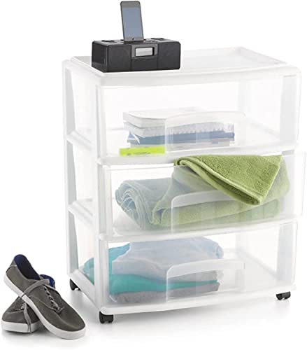 Plastic Storage Drawer Cart with 3 Clear Drawers A485