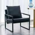 Black PU Leather Accent Arm Chair with Metal Frame W307