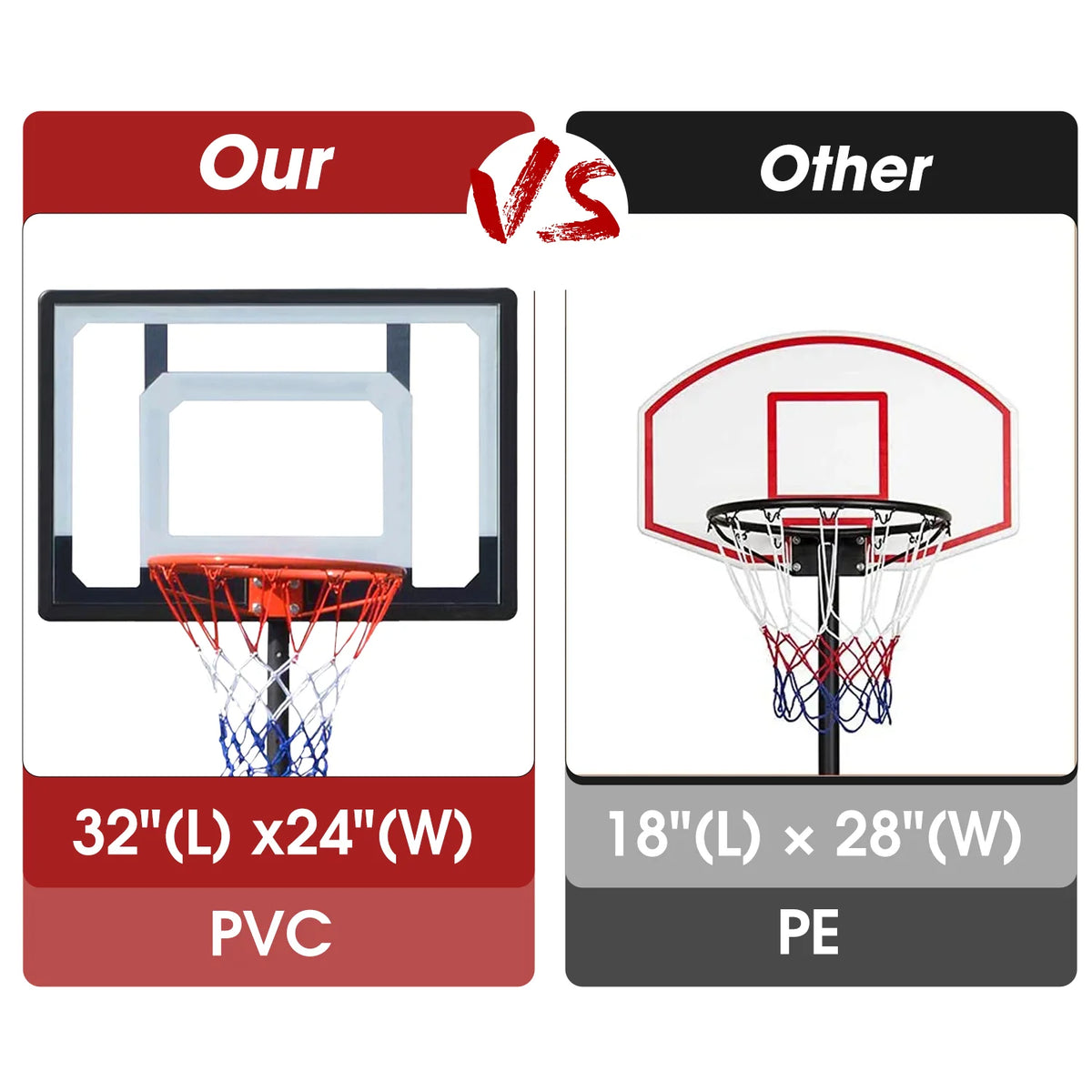 Basketball Hoop with 60''- 84'' Adjustable Height Portable with Stand & Backboard Wheels K92815