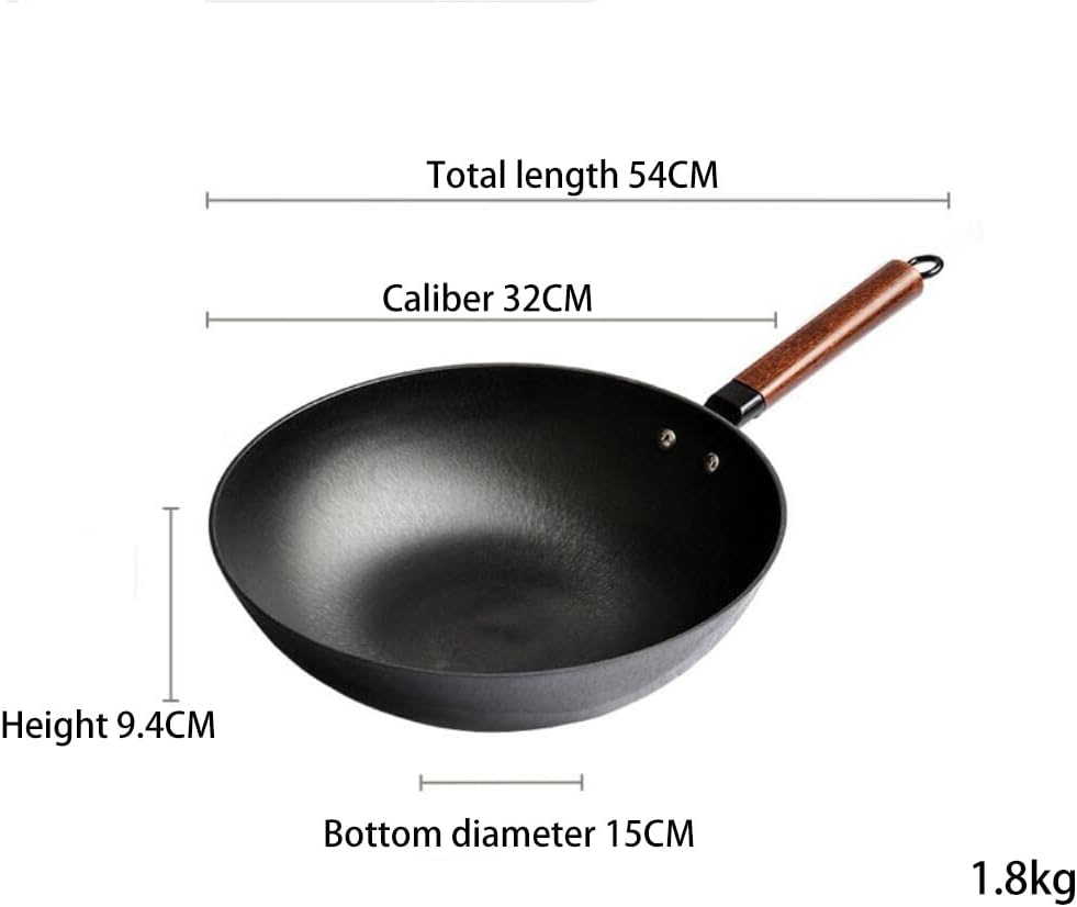 Cast Iron Wok with Glass Lid 32cm L224