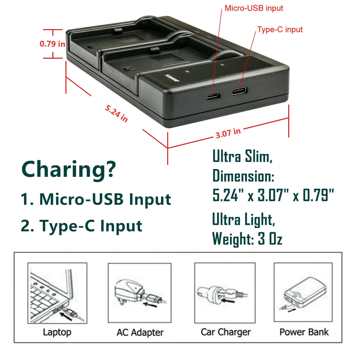 3-Pack Battery and USB Charger for Lumix Cameras R958466