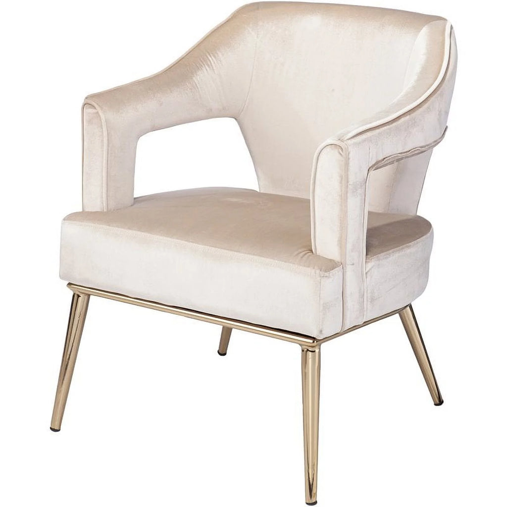 Velvet Upholstered Accent Arm Chair in Taupe S484