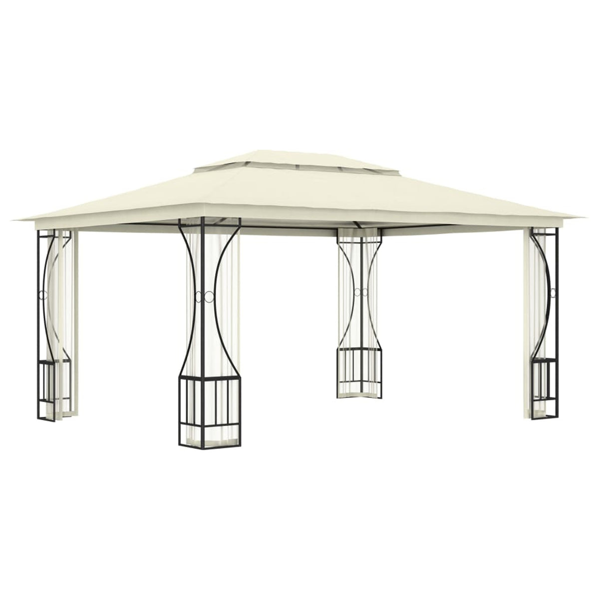 Party Tent Outdoor Gazebo Canopy with Nets Sun Shade Shelter Steel Frame Cream 9.8ft x 13.1ft x 8.7ft A435