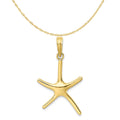 10K Yellow Gold Starfish Pendant Charm with 14K Yellow Gold Rope Chain Necklace 16'' X1509