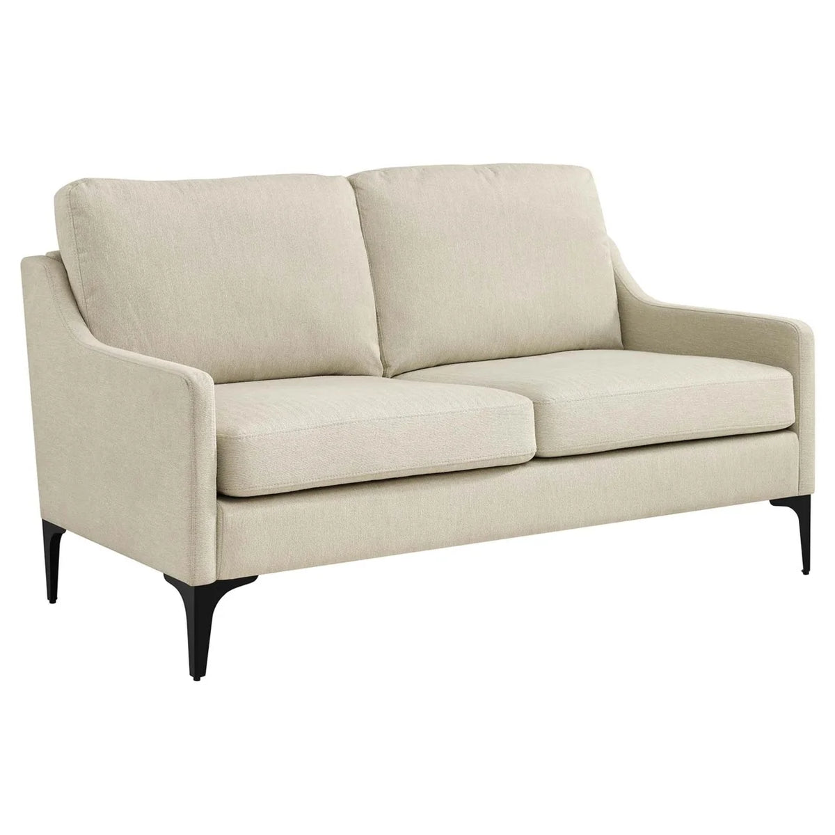 Beige Upholstered Fabric Loveseat A459