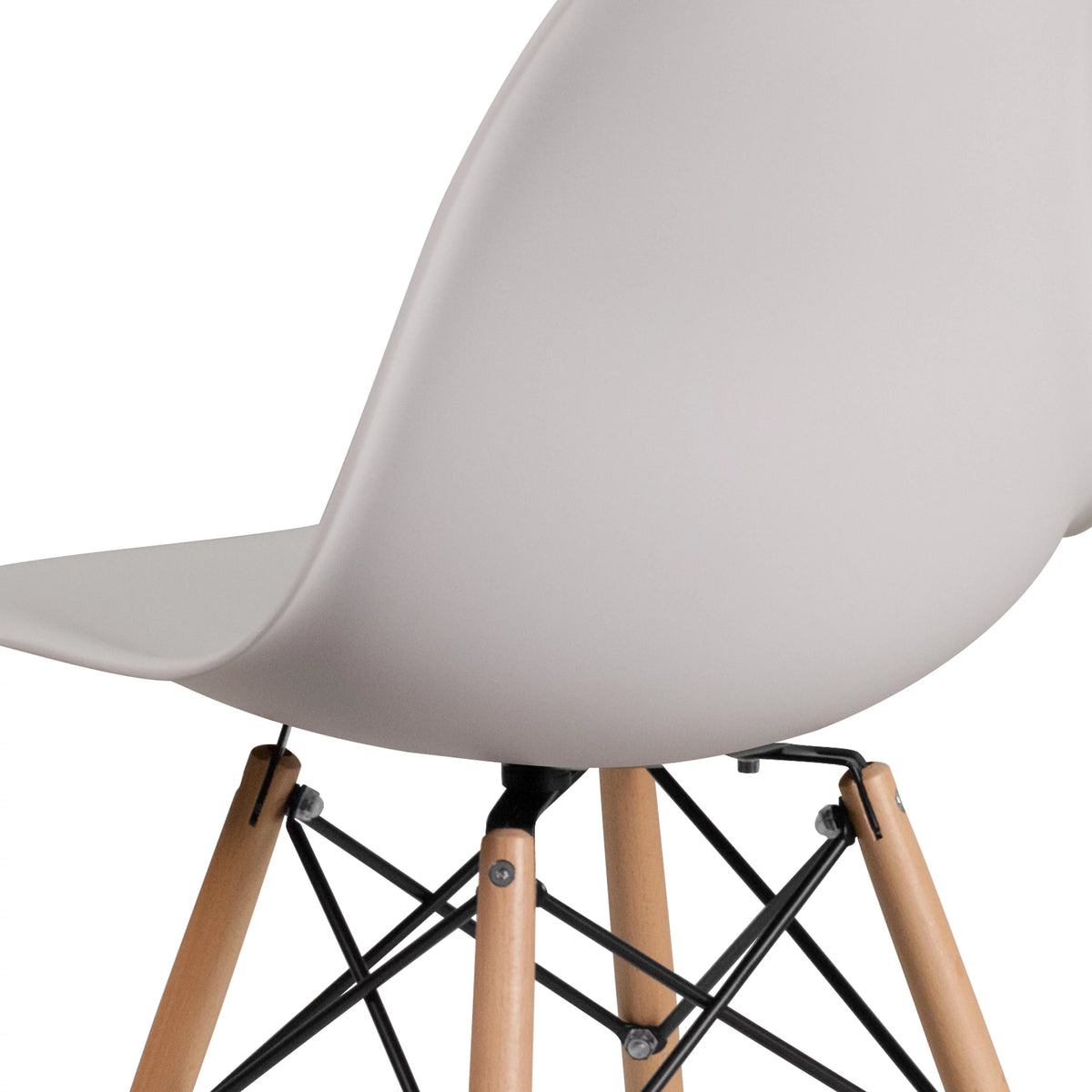 2 Pack White Plastic Chair with Wooden Legs Z39590