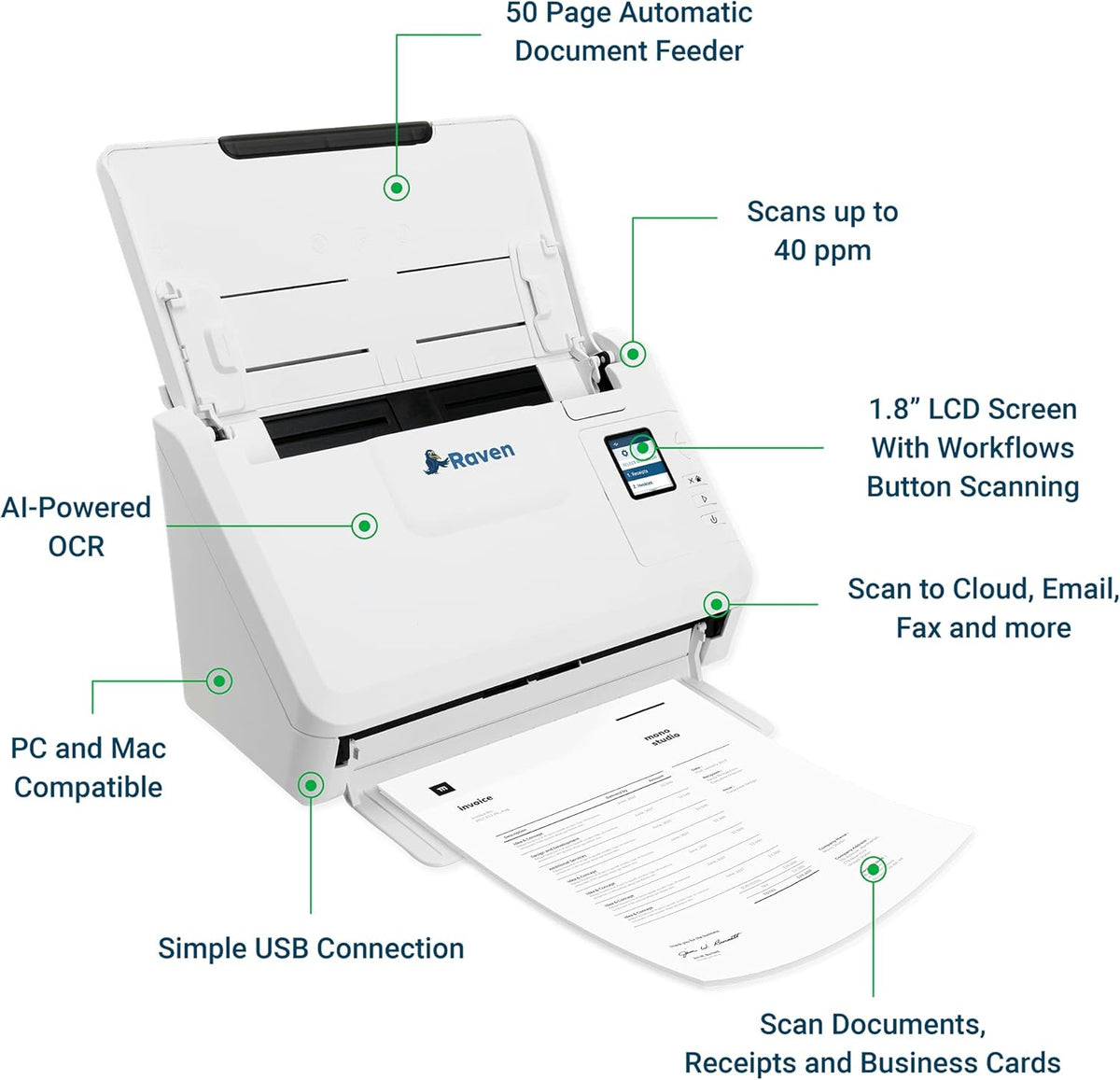 Document Scanner, Color, Duplex, Auto Document Feeder, USB S938453