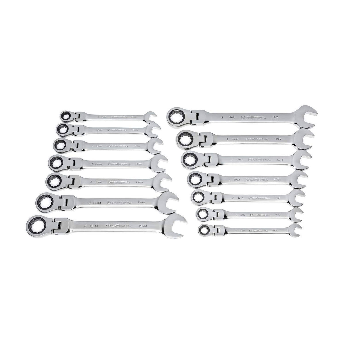 14 pc. 12 Point Flex Head Ratcheting Combination Wrench Set J377501