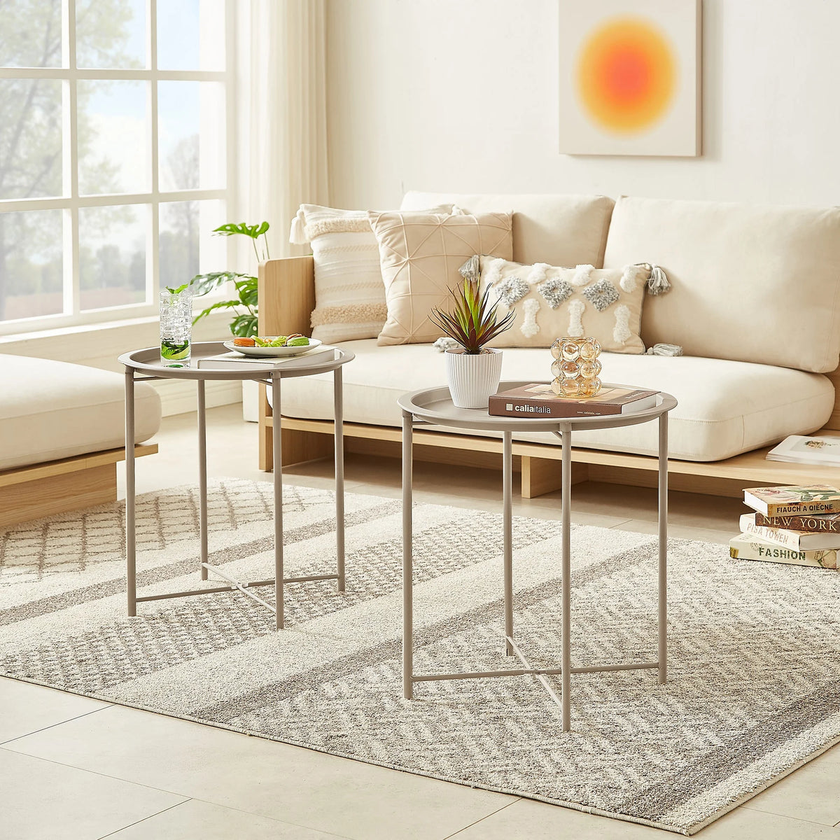 3-piece Coffee Table Set with Shelf and 2 Grey End Tables Z3006