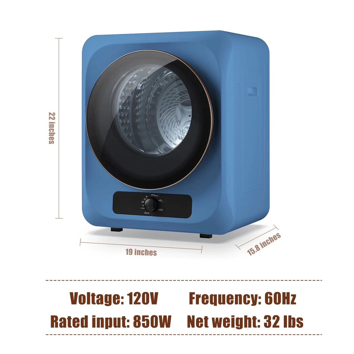 850W 1.6 Cu.ft. Portable Electric Laundry Dryer K15781