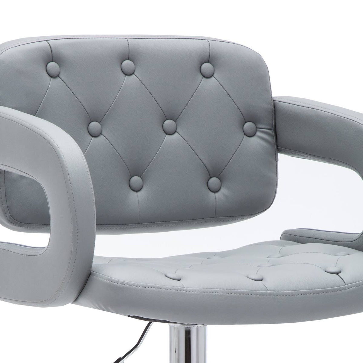 Gray Swivel Barstool with Arms and Button Tufted Seating Q7873