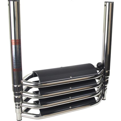 Heavy-Duty Stainless Steel Pontoon Boat Ladder with Handrails C324723