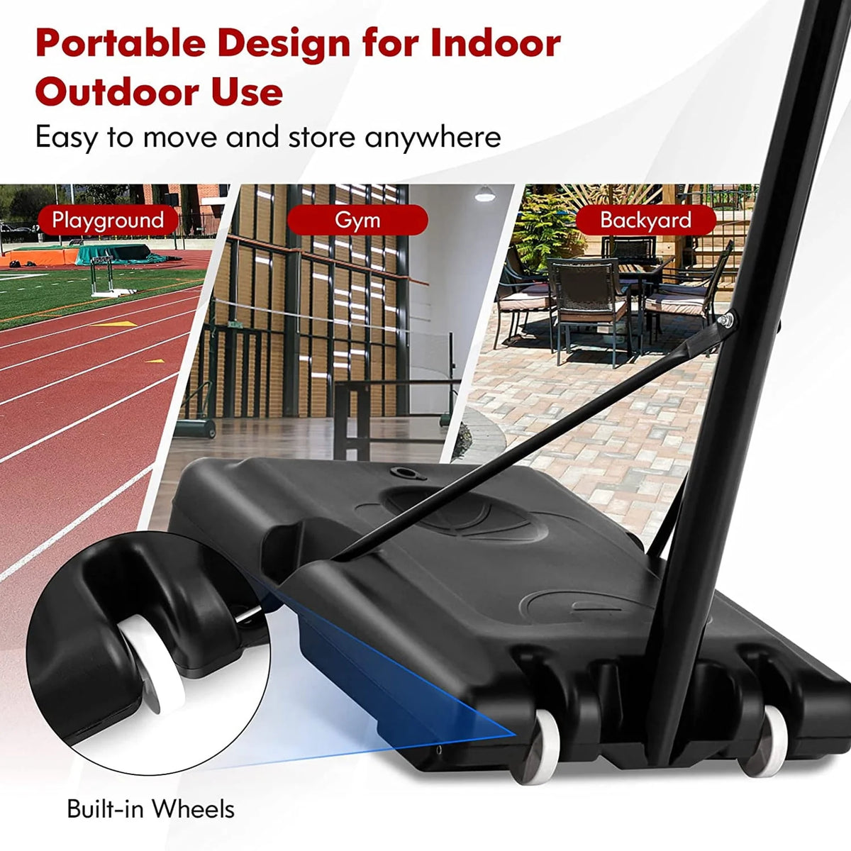 Basketball Hoop with 60''- 84'' Adjustable Height Portable with Stand & Backboard Wheels K92815