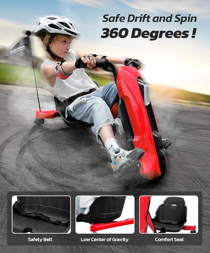 12V Electric Drift Kart with Adjustable Seat, LED Lights, Pink V4484