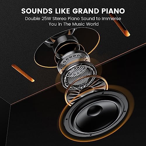 Black 88 Key Weighted Digital Piano with Hammer Action, Dual 25W Speakers, Triple Pedal E6461