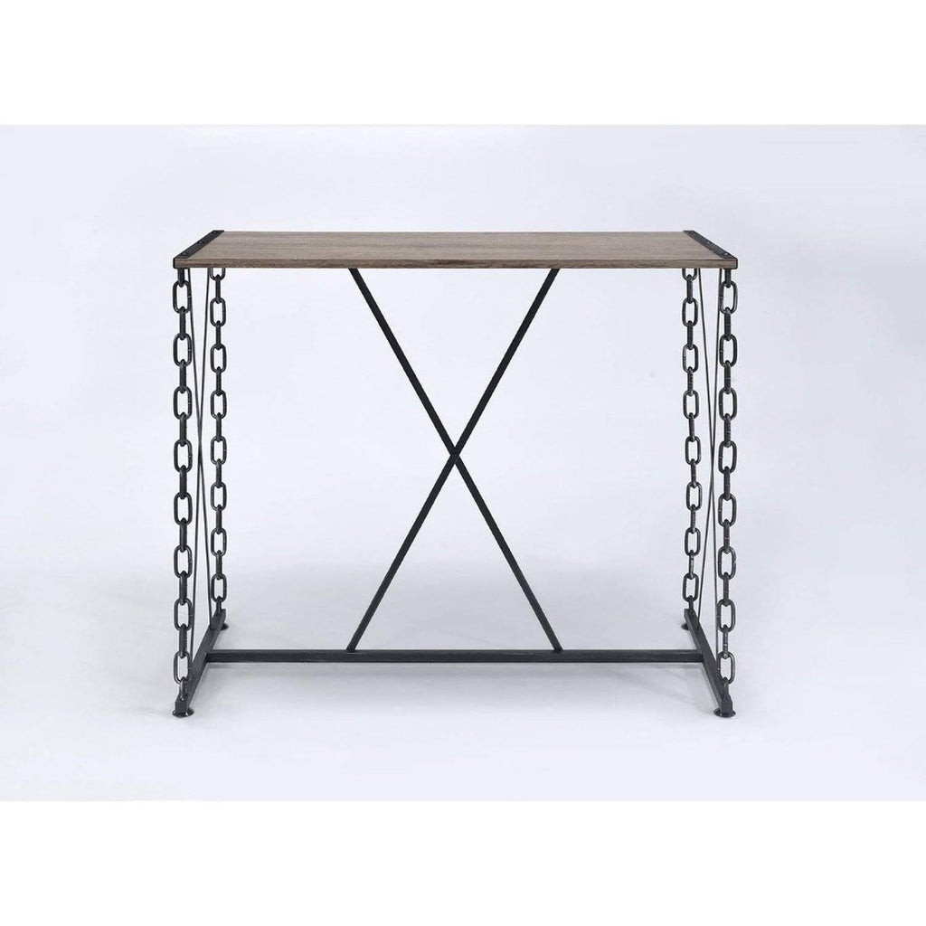 Industrial Style Rectangular Wood and Metal Bar Table B145