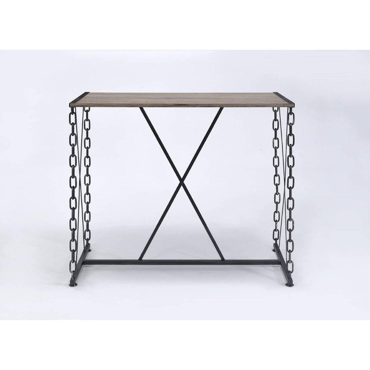 Industrial Style Rectangular Wood and Metal Bar Table B145