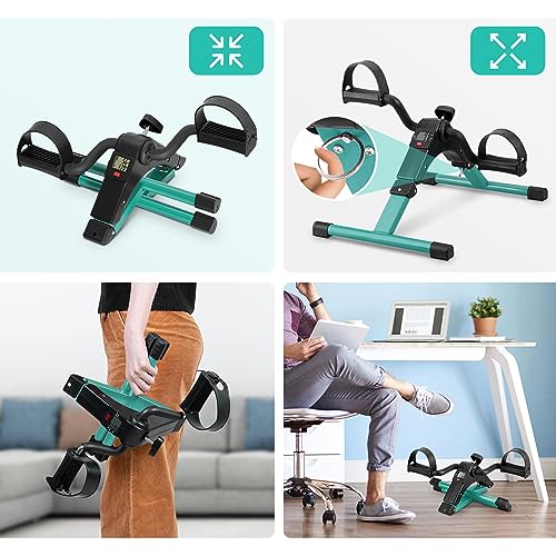 Folding Pedal Exerciser Under Desk Bike Pedal Exerciser with LCD Monitor O191637