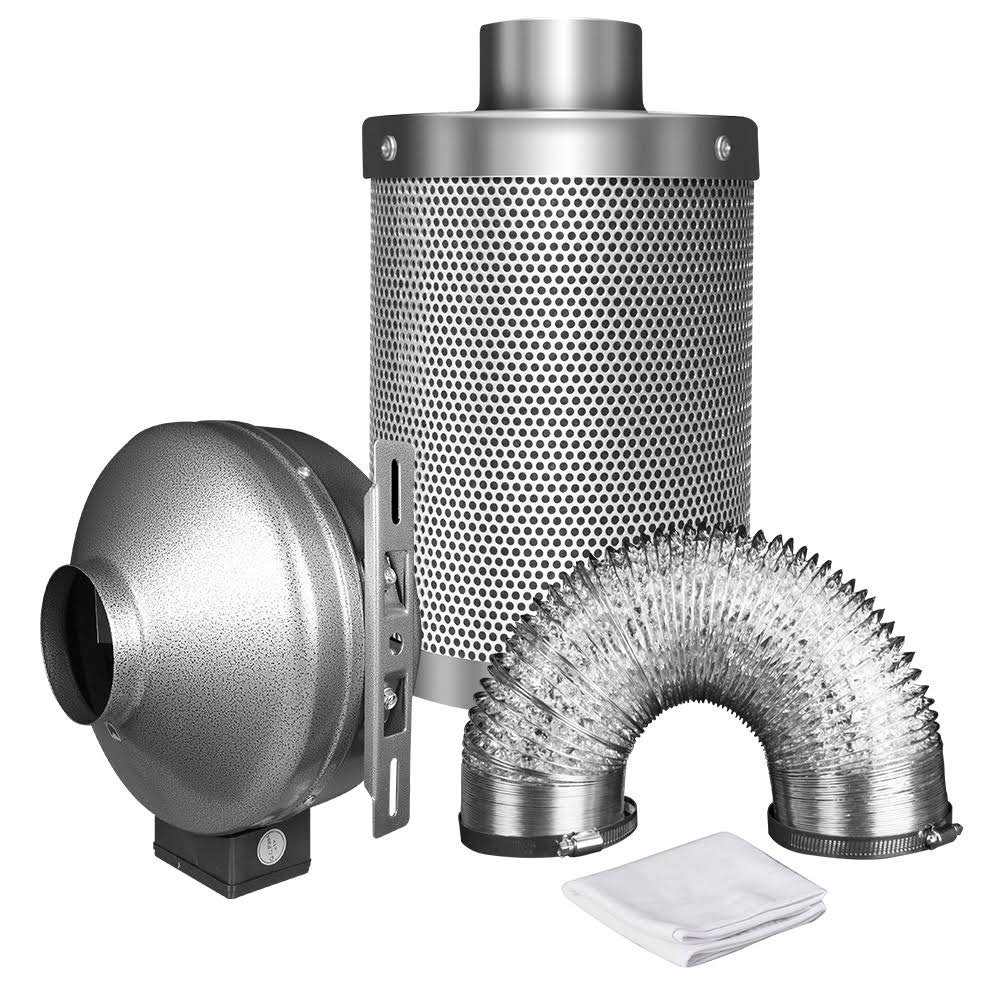 8 inch 750 CFM Inline Fan with Carbon Filter and Ducting V4426