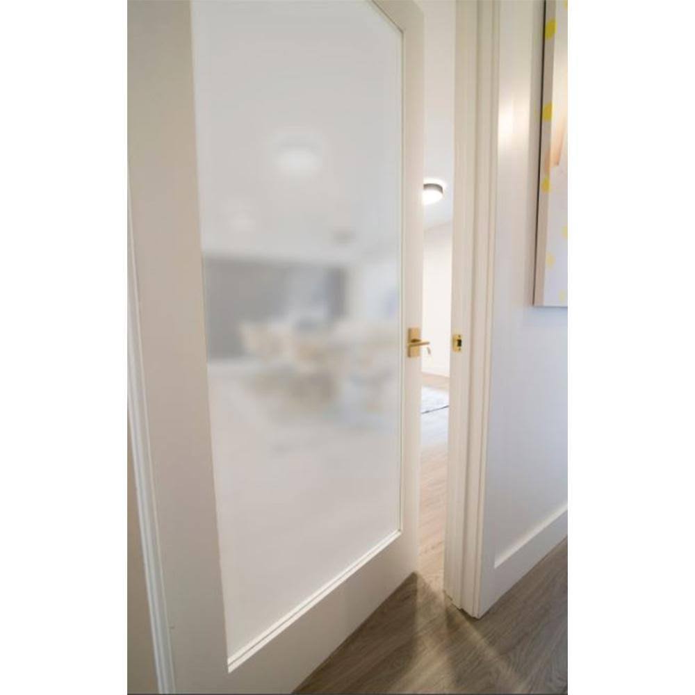 24 in. x 80 in. 1-Lite Satin Etch Solid Core MDF Primed Left-Hand Single Prehung Interior Door O97485