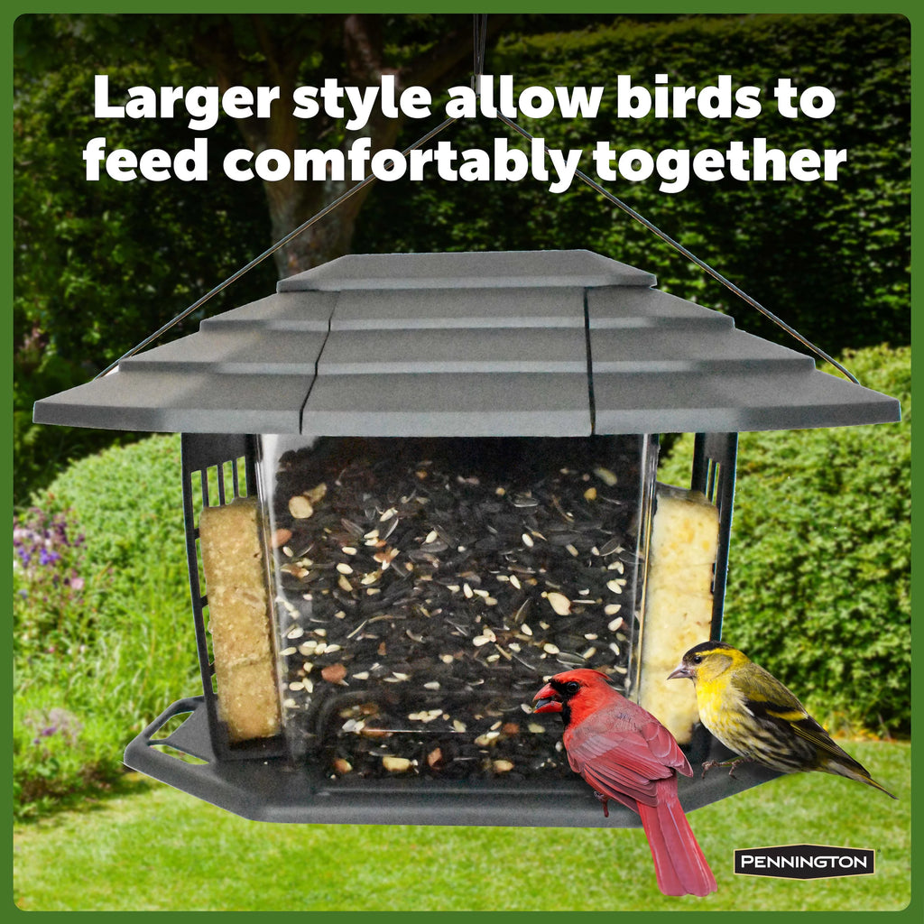 Gray Recycled Resin Wild Bird Hopper Feeder 5 lb. Capacity, 2 Pack O584