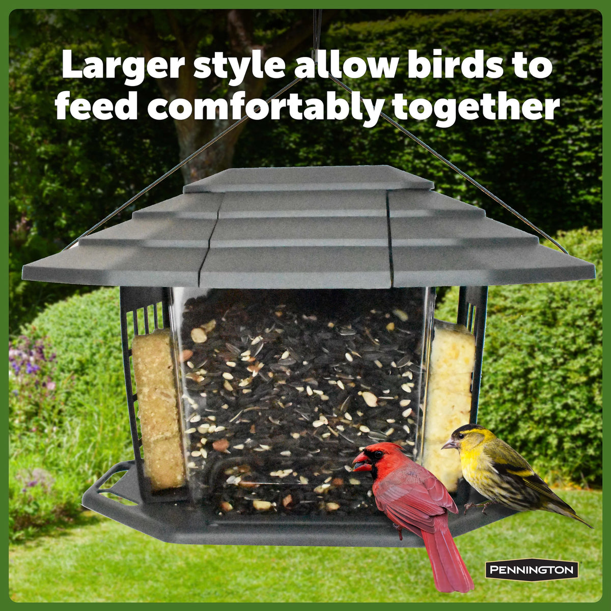 Gray Recycled Resin Wild Bird Hopper Feeder 5 lb. Capacity, 2 Pack O584