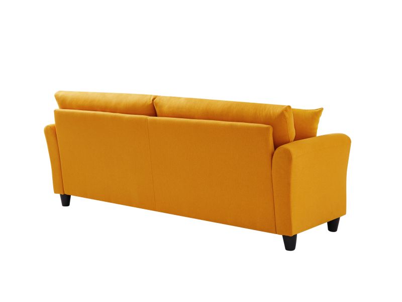 Blue Linen Loveseat Sofa with 2 Pillows V8646