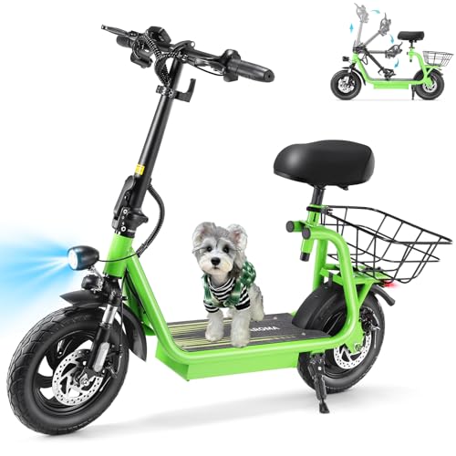 Electric Scooter with Seat, 1200W Motor, 30 Miles Range, Foldable with Basket N1703