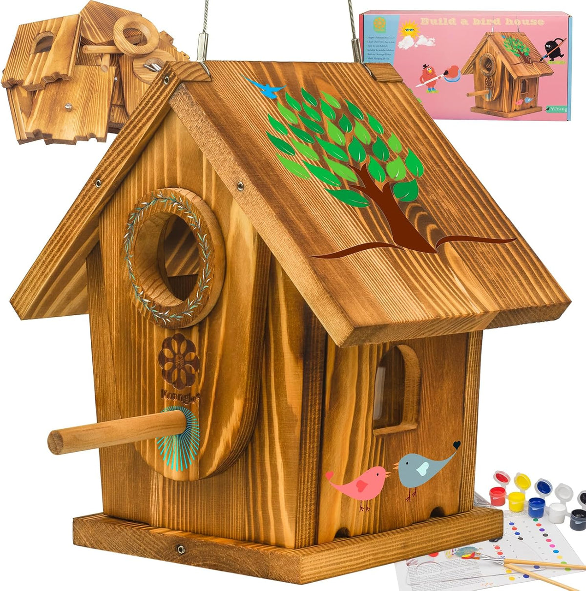 Carbonized Solid Wood Bird House DIY Kit P6202