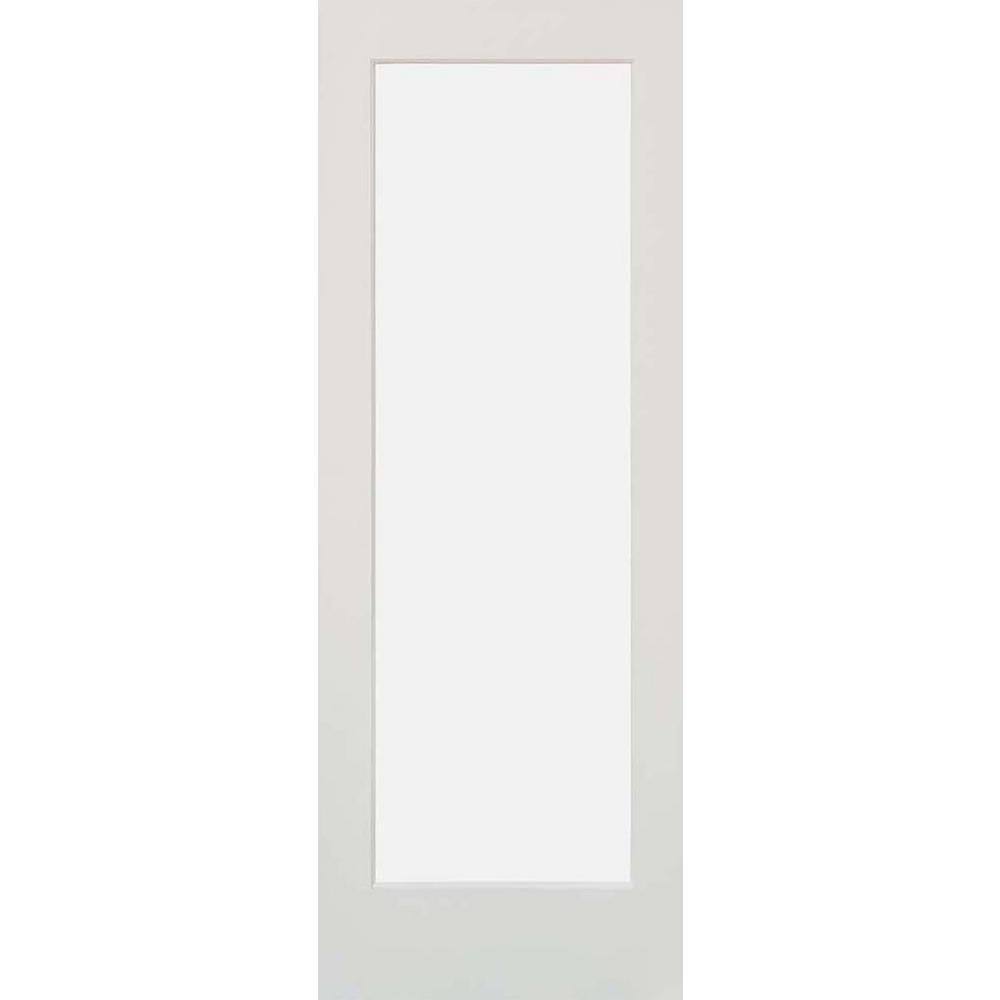 24 in. x 80 in. 1-Lite Satin Etch Solid Core MDF Primed Left-Hand Single Prehung Interior Door O97485