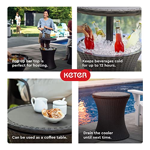 Dark Grey Outdoor Side Table with 7.5 Gallon Cooler R19230
