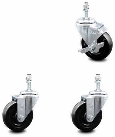 Swivel Caster Set of 4 with 4x22 Wheels and 10mm Stems, 2 with Brake Z651