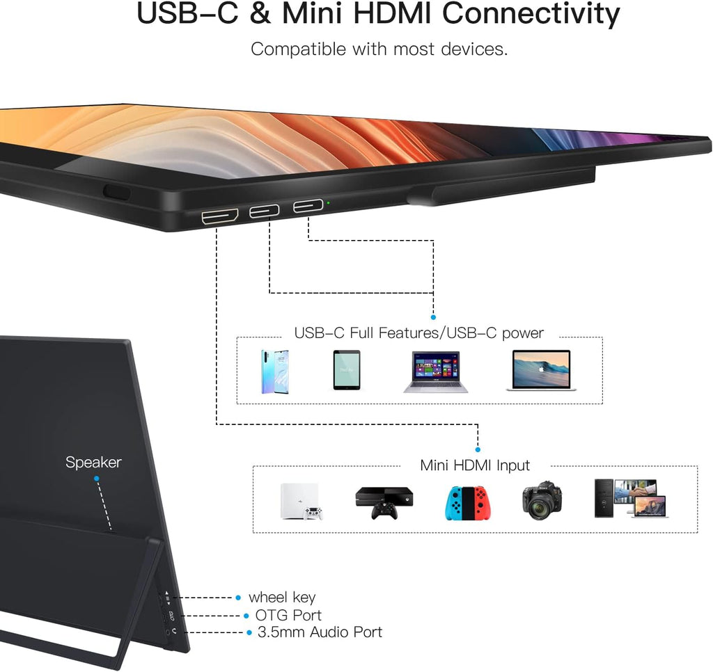 15.6" Portable Touchscreen Monitor with Kickstand 1080P Mini HDMI Y943002
