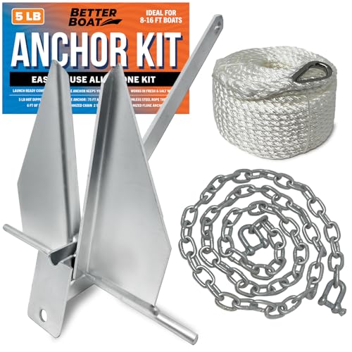 Heavy Boat Anchor Kit Fluke Anchor with Anchor Chain and Boat Anchor Rope Set T6747