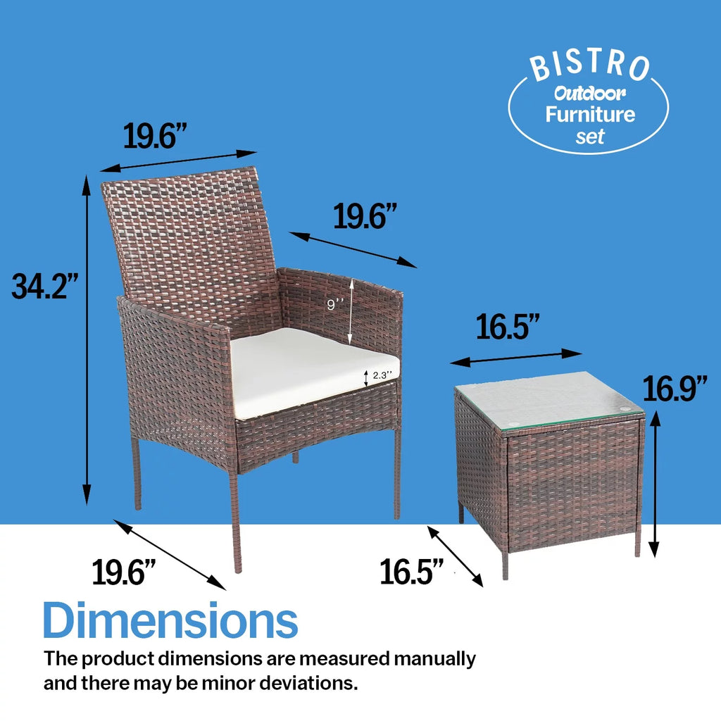 3 Piece Patio Rattan Furniture Set Beige D895