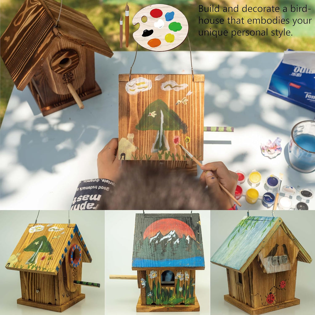 Carbonized Solid Wood Bird House DIY Kit P6202