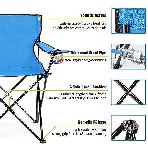 Oversized Folding Camping Chair with Cup Holders and Carrying Bag Black Y693