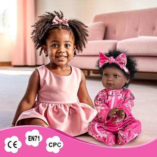 22" Black Reborn Baby Doll with Cloth Body E826