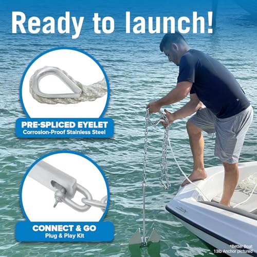Heavy Boat Anchor Kit Fluke Anchor with Anchor Chain and Boat Anchor Rope Set T6747