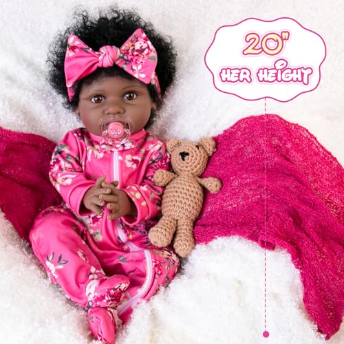 22" Black Reborn Baby Doll with Cloth Body E826