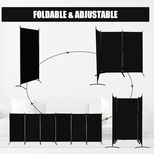 Black 6 Panel 6 ft Folding Room Divider F88435