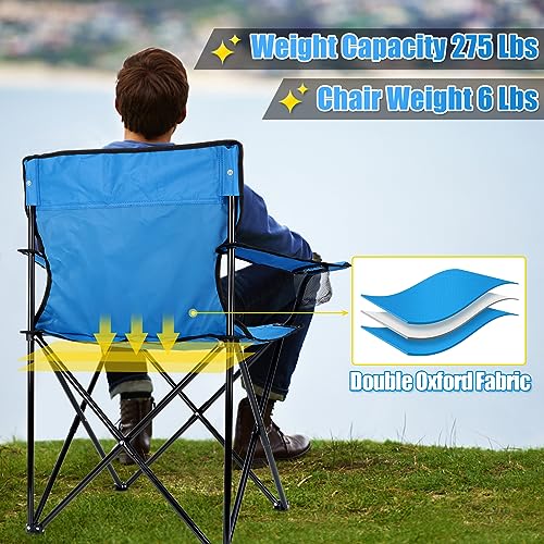 Oversized Folding Camping Chair with Cup Holders and Carrying Bag Black Y693