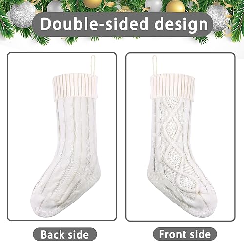 6 Pack 18 Inch Cable Knitted Christmas Stockings with Name Tags L836