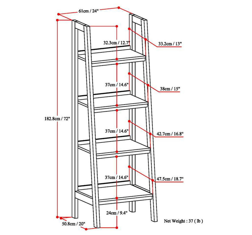 Solid Pine 4 Shelf Bookcase K27200