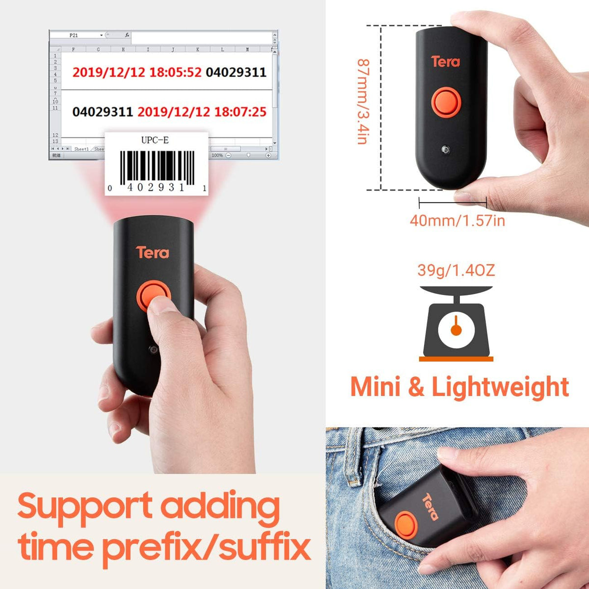 Waterproof Shockproof Mini Pocket 2D Barcode Scanner Pack of 2 Q418