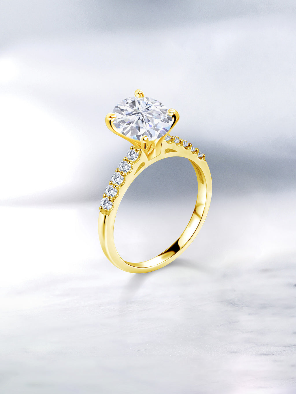 10K Yellow Gold Lab Grown Diamond Ring Set with Oval Moissanite (2.30 Cttw) Z5404