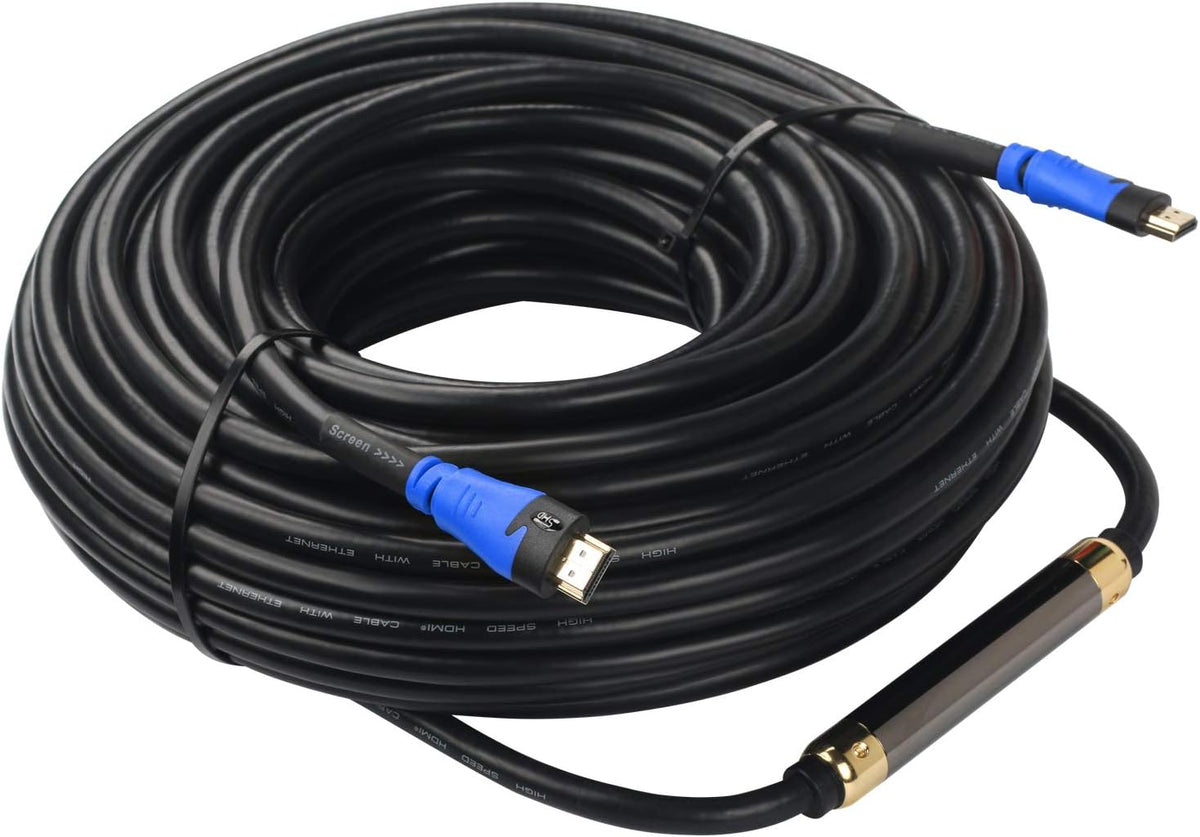 HDMI Cable 100 Feet with Signal Booster, CL3 Rated Black, Pack of 2 X7844