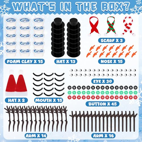 120 Pack Christmas Crafts DIY Snowman Making Kit with Air Dry Clay S451