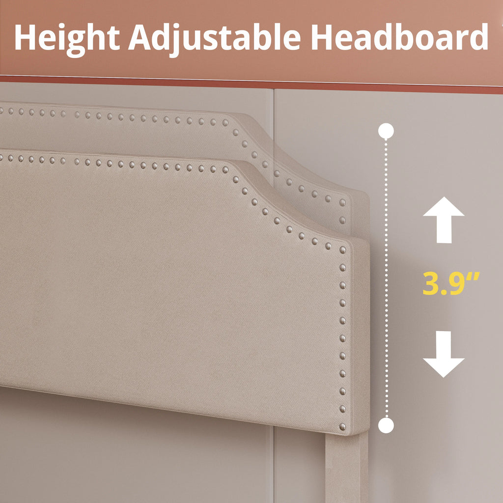 Upholstered Twin Bed Frame with Adjustable Headboard Y2693